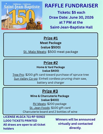 Raffle Fundraiser - St Jean 150
